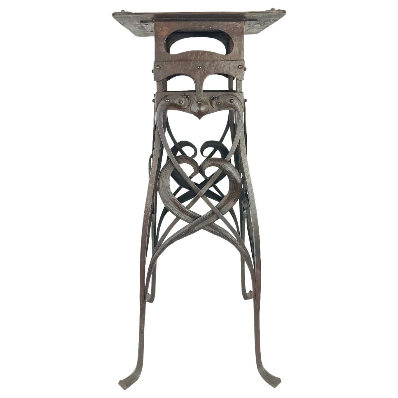 Art Nouveau Handwrought Iron and Steel Table Hermann Obrist