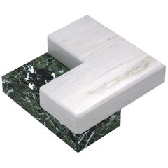 Dual Level Table in White Dionysos and Green Tinou Marble
