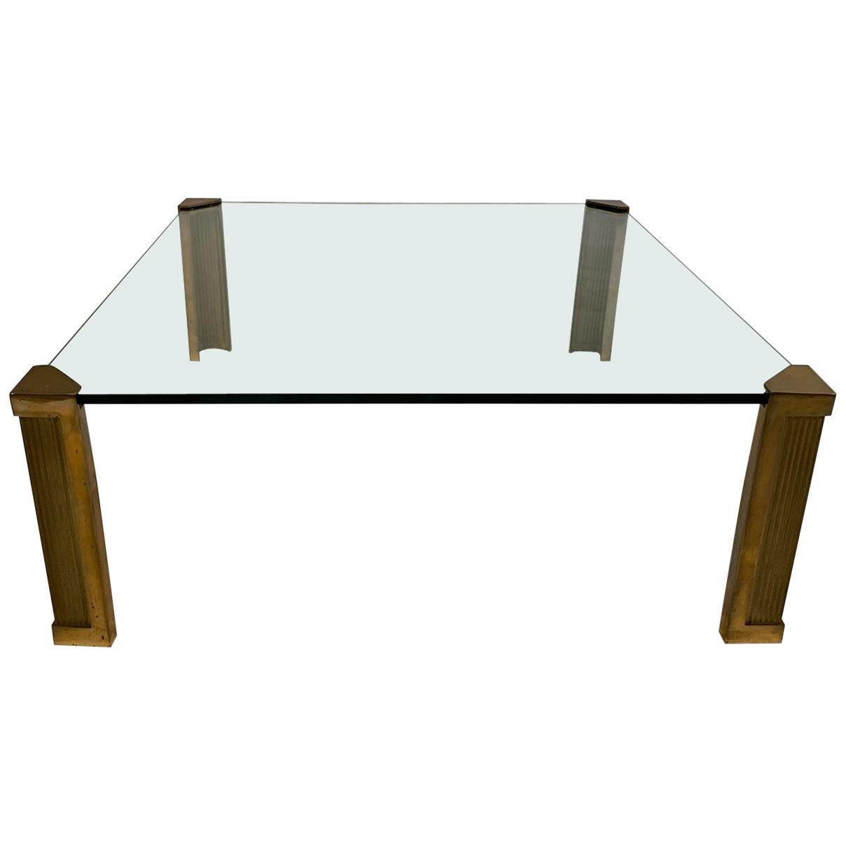 Peter Ghyczy T14 Brass and Glass Coffee Table, 1970s For Sale