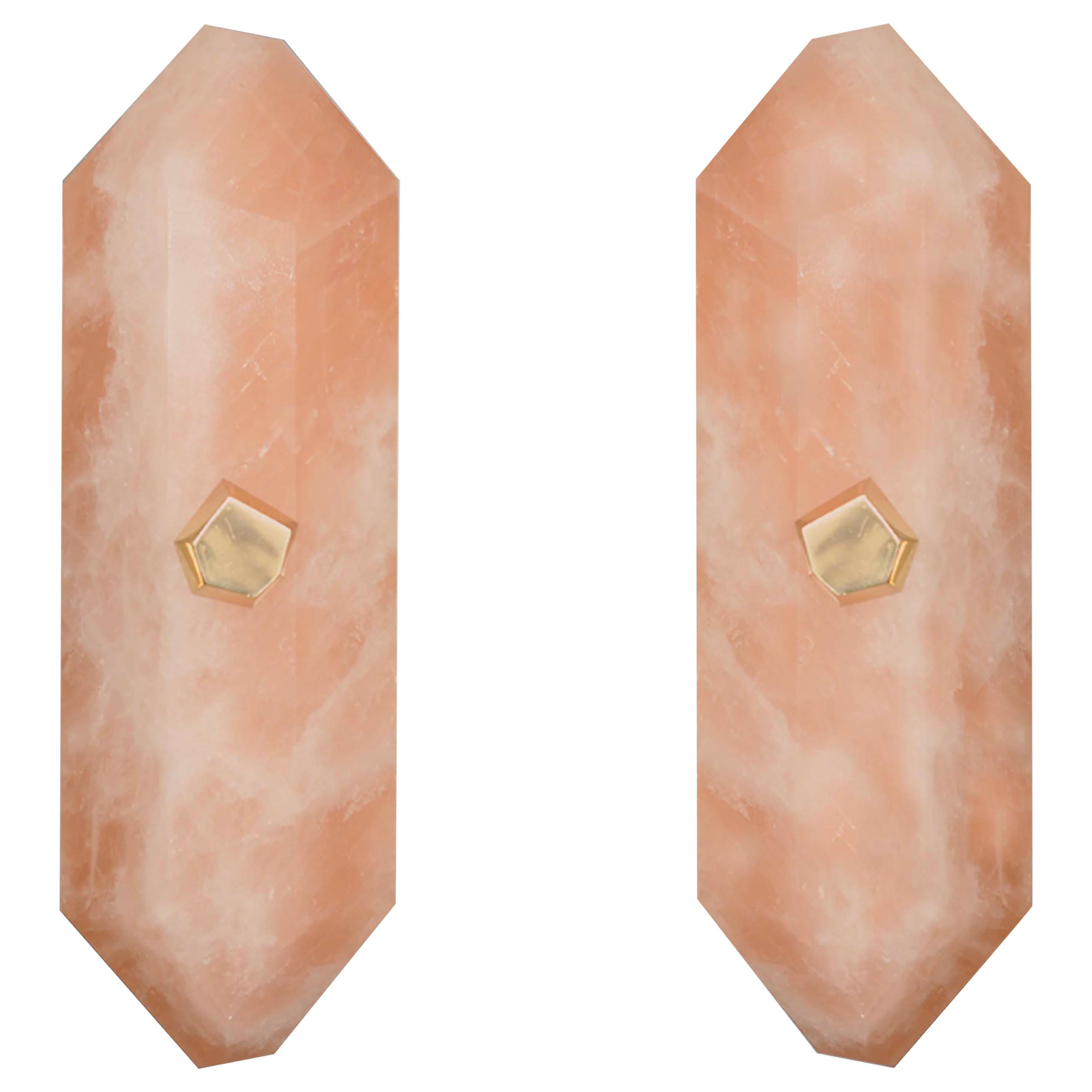 Diamond Form Rock Crystal Sconces by Phoenix For Sale