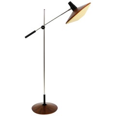 Mid-Century Modern Floor Lamp by George Frydman for Temde with Teak Veneer