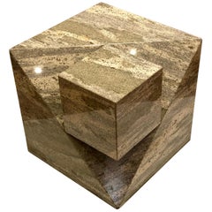 Postmodern Massive Cube2 in Marble Pedestal Sculpture