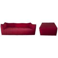 Mario Bellini Sofa and Pouf Tribambola Red Canvas Lining "Le Bambole" by B&B