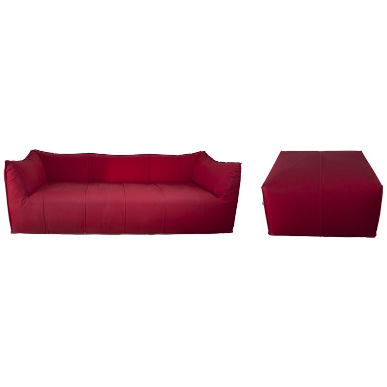 Mario Bellini Sofa And Pouf Tribambola Red Canvas Lining Le Bambole By B