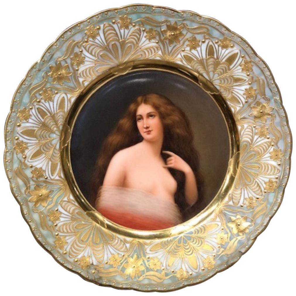 Exceptional Antique Hand Painted Royal Vienna Porcelain Plate by Wagner