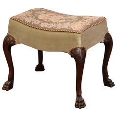 19th Century English Carved Mahogany Bench with Needlepoint Tapestry