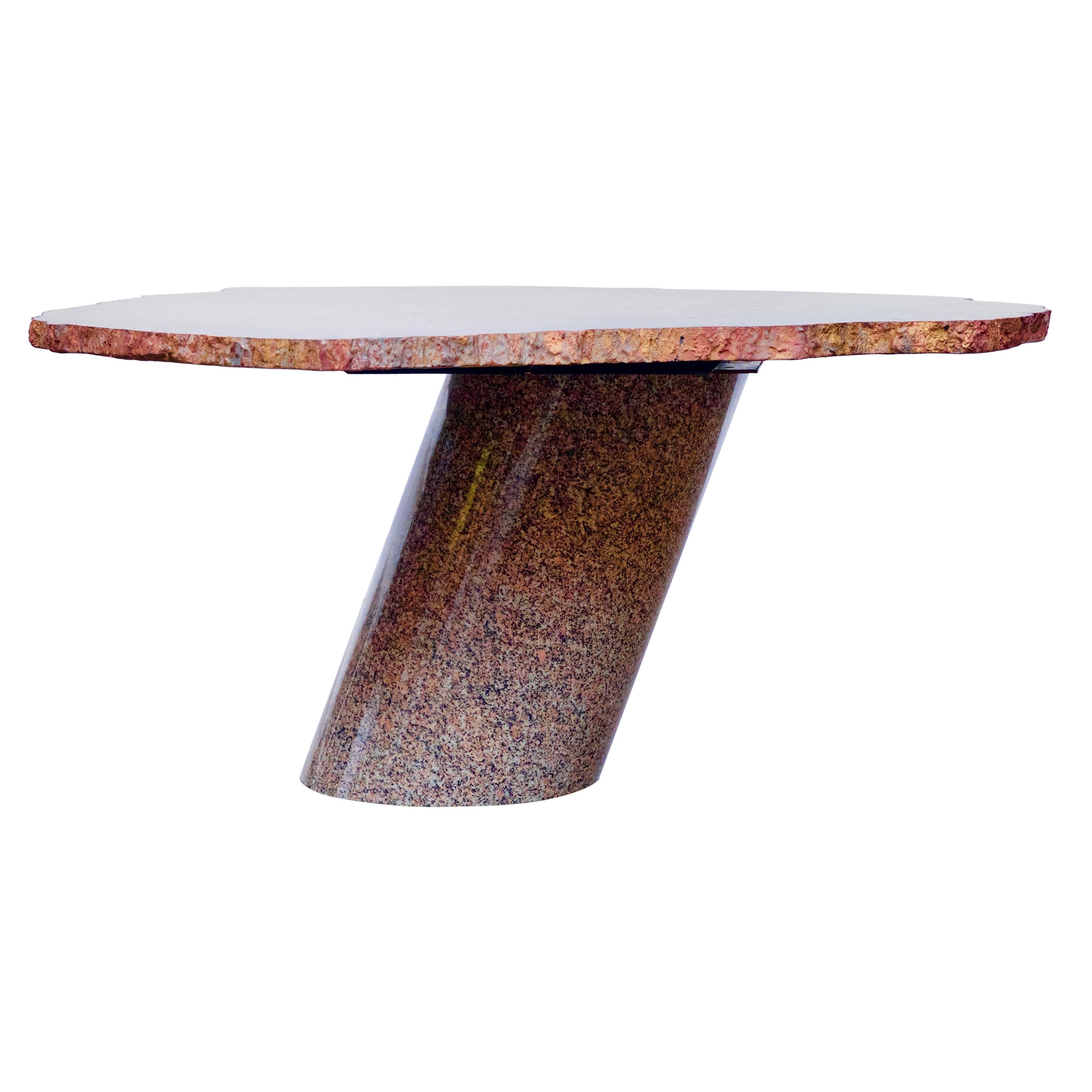 Petrified Wood Table Top with Married Granite Base 