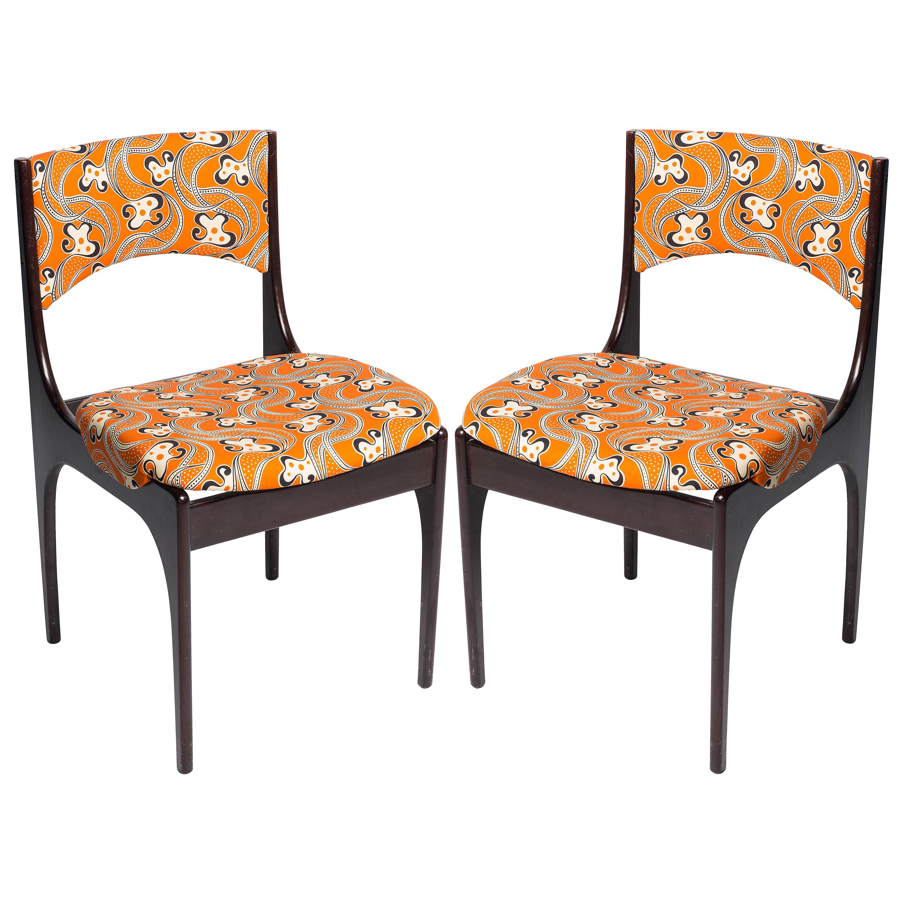 Pair of 1970s Italian Chairs Featuring Vintage Upholstery by LaDoubleJ