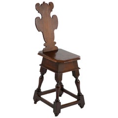 Antique Italian Carved Walnut Sgabello Side Chair