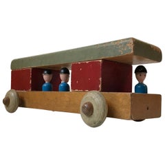 Rare Kay Bojesen Beech Toy Bus with Passengers, 1950s, Denmark