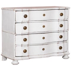 Antique White Painted Danish Baroque Chest of Drawers