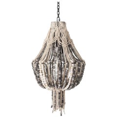 Klaylife Handmade Clay Beaded Macrame Chandelier or Hanging Light, 21st Century