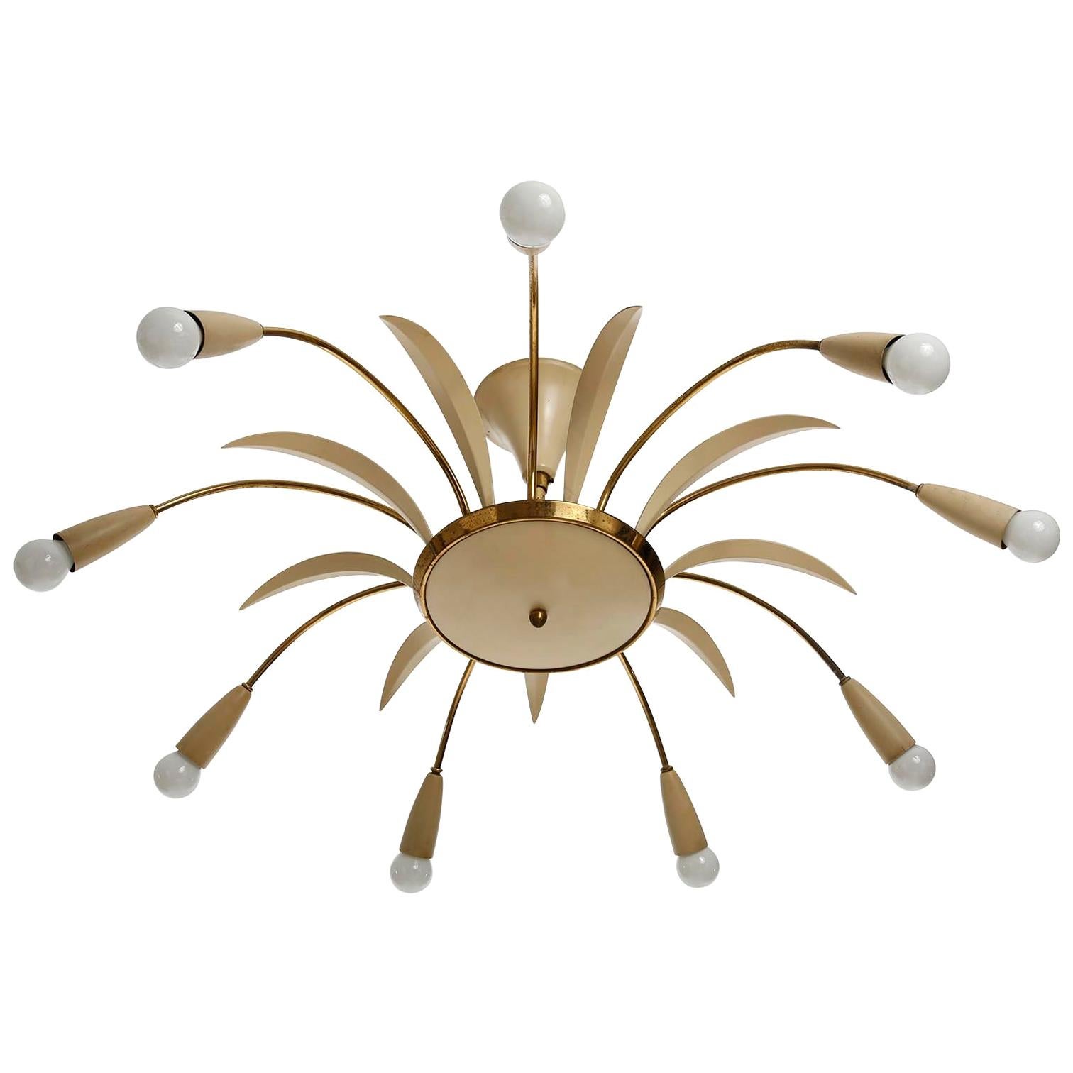 Brass Spider Light Fixture, Italy, 1960