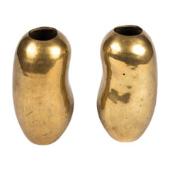 Pair of Solid Brass Decorative Vases by Ben Seibel for Jenfredware, 1960s