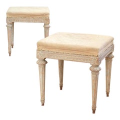 Antique 18th Century Pair of Swedish Gustavian Period Foot Stools or Benches