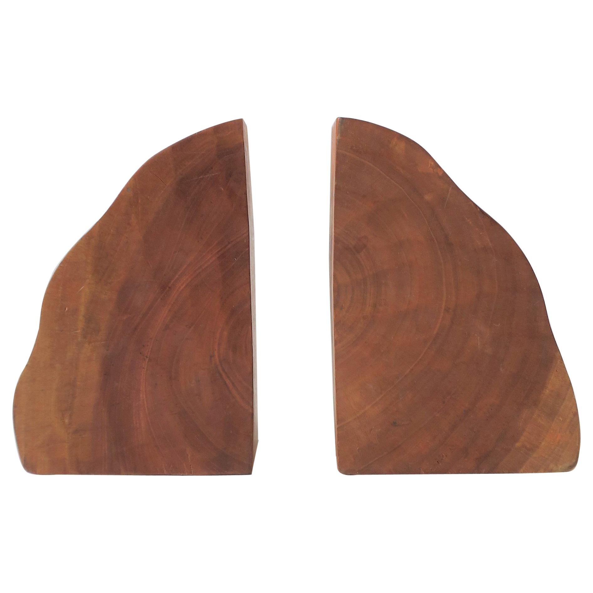 Natural Wood Bookends, Pair