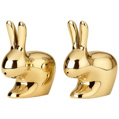 Ghidini 1961 Rabbit Salt and Pepper Set in Brass by Stefano Giovannoni