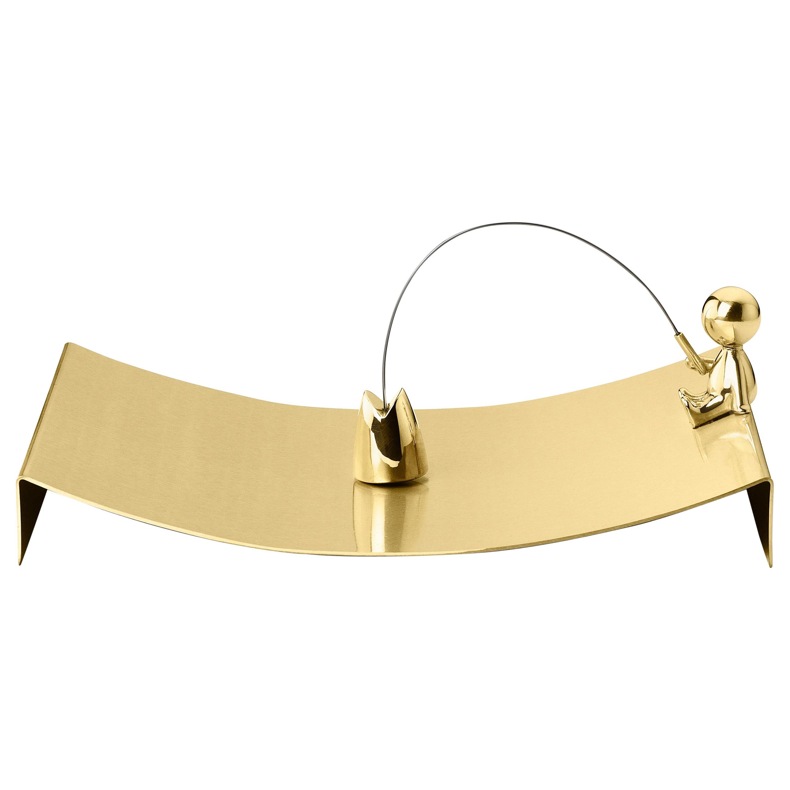 Ghidini 1961 Omini The Fisherman Napkins Tray in Brass by Stefano Giovannoni