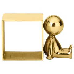 Ghidini 1961 Omini Napkin Holder 3 in Polished Brass by Stefano Giovannoni