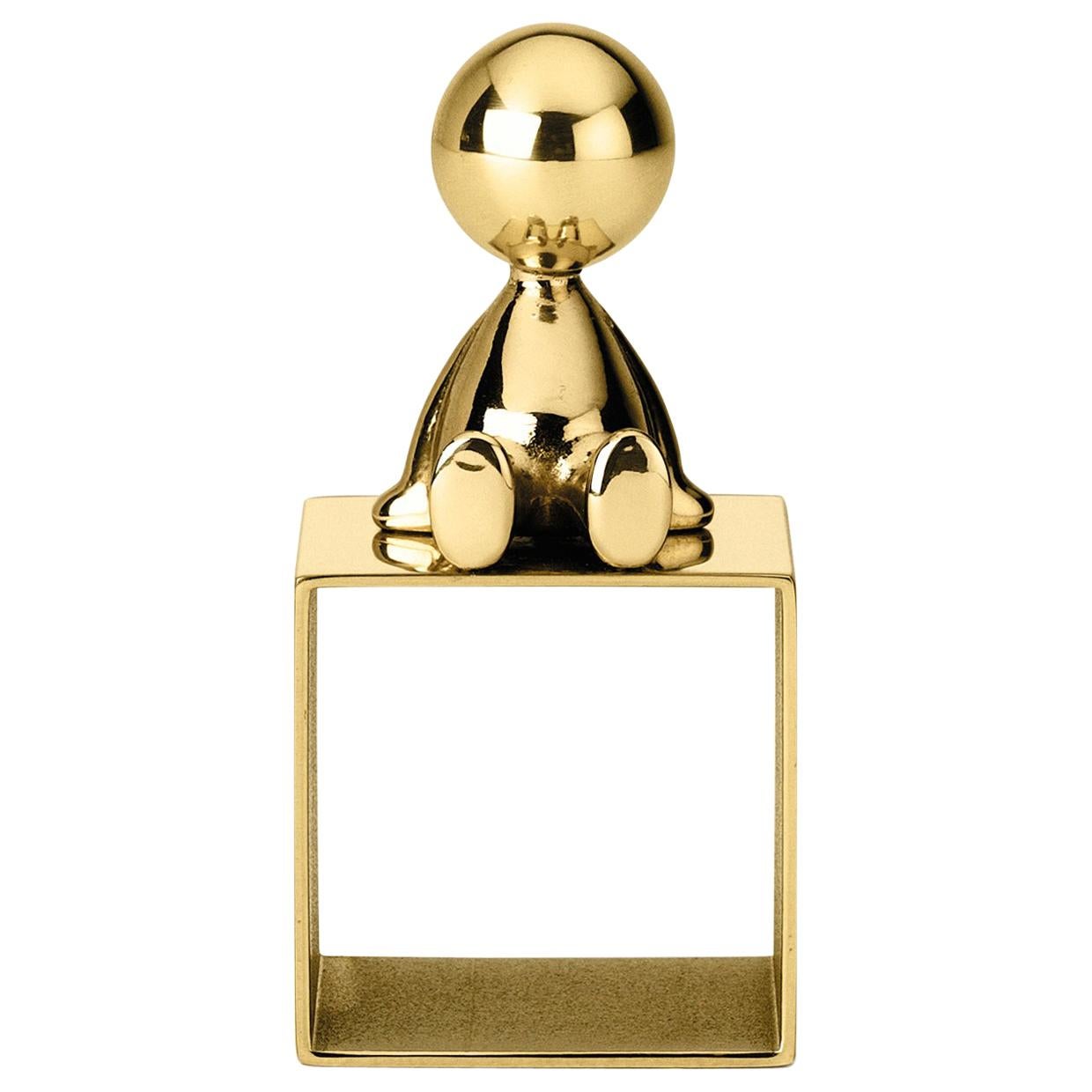 Ghidini 1961 Omini Napkin Holder 2 in Polished Brass by Stefano Giovannoni