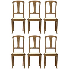 Six Art Nouveau Dining Chairs French Arts and Crafts Oak, circa 1900