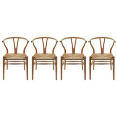 Set of 4 CH 24 Wishbone Chairs by Hans Wegner for Carl Hansen, 1960s