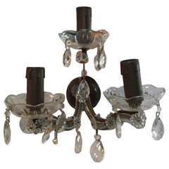 Louis XV Style Clear Glass with Pendants Two-Light Sconce