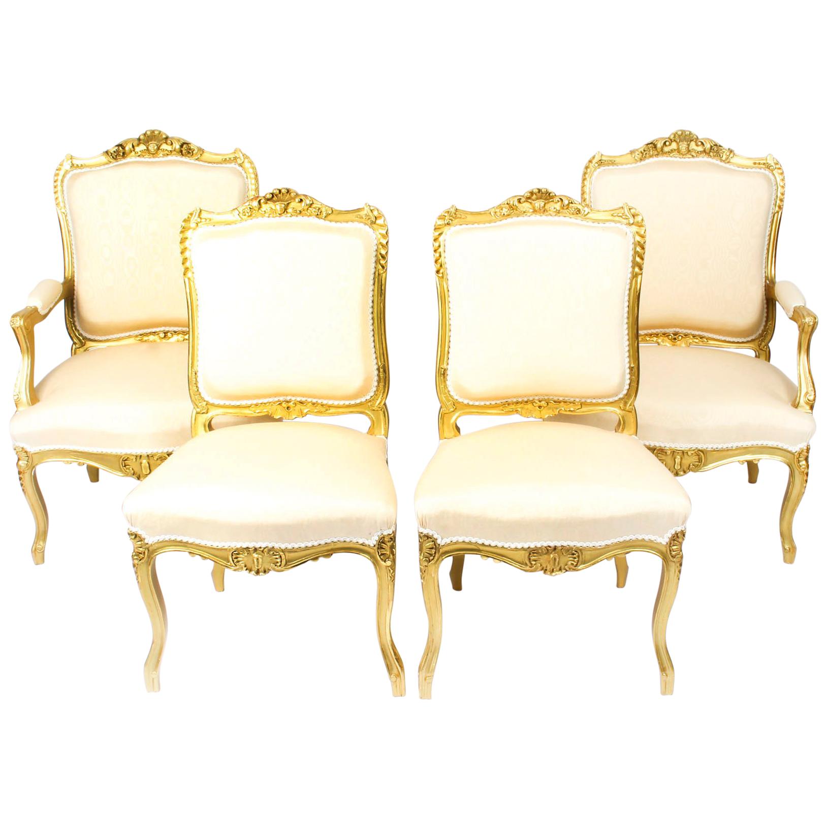 Antique French Louis Revival Giltwood Four-Piece Salon Suite, 19th Century