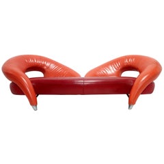 Frédéric Amat Prototype Leather Sofa for Poltromec Italia, 1970s