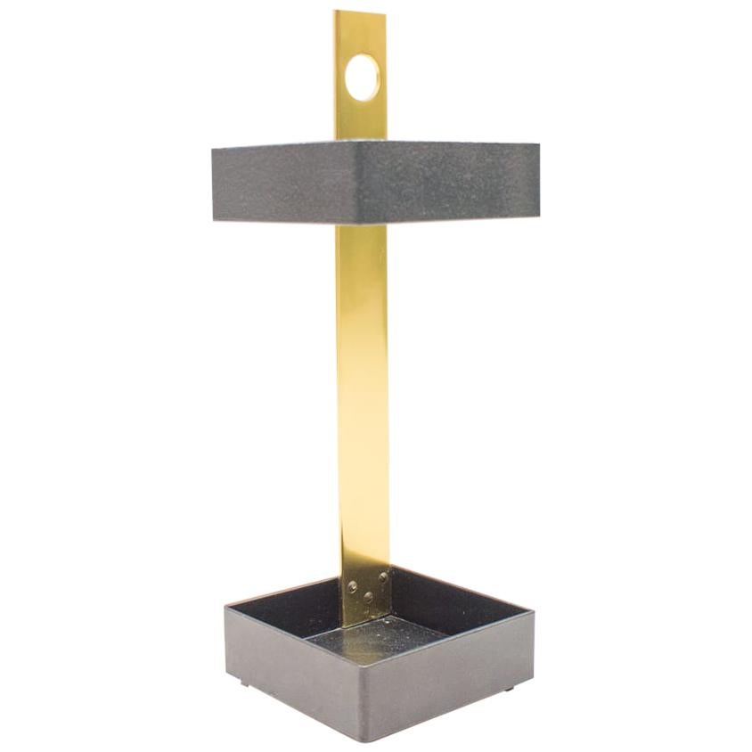 Minimalistic Mid-Century Modern Umbrella Stand in Brass and Metal, Austria 1950s For Sale