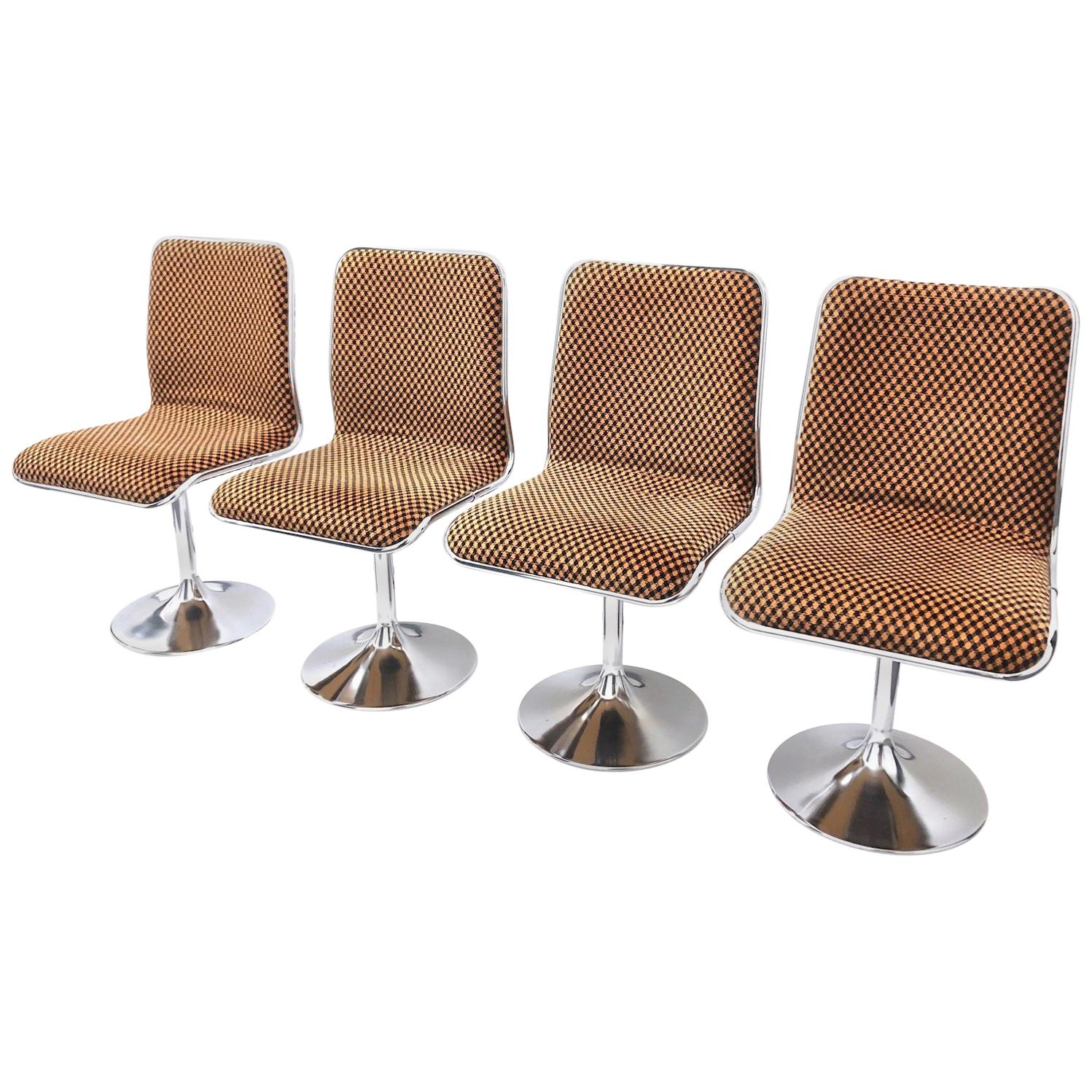 Four Tulip Chrome Base Dinning Chairs made by Tacke, Germany, 1970s