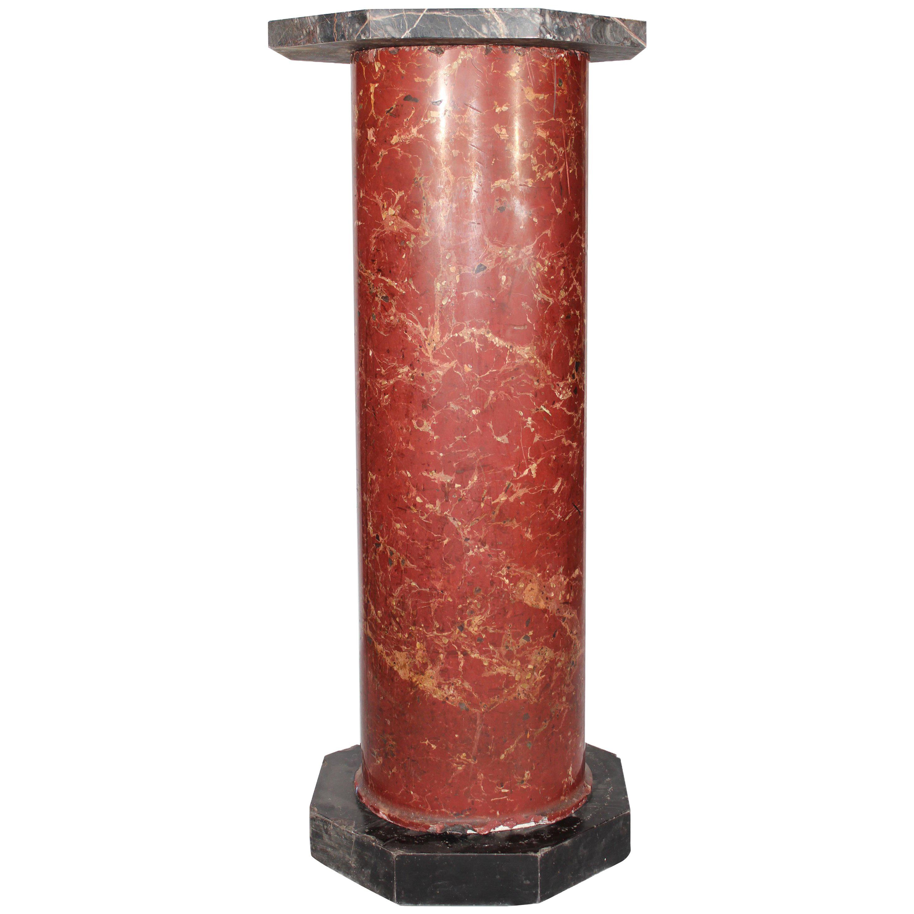 19th Century Italian Venetian Stucco and Marble Pedestal For Sale