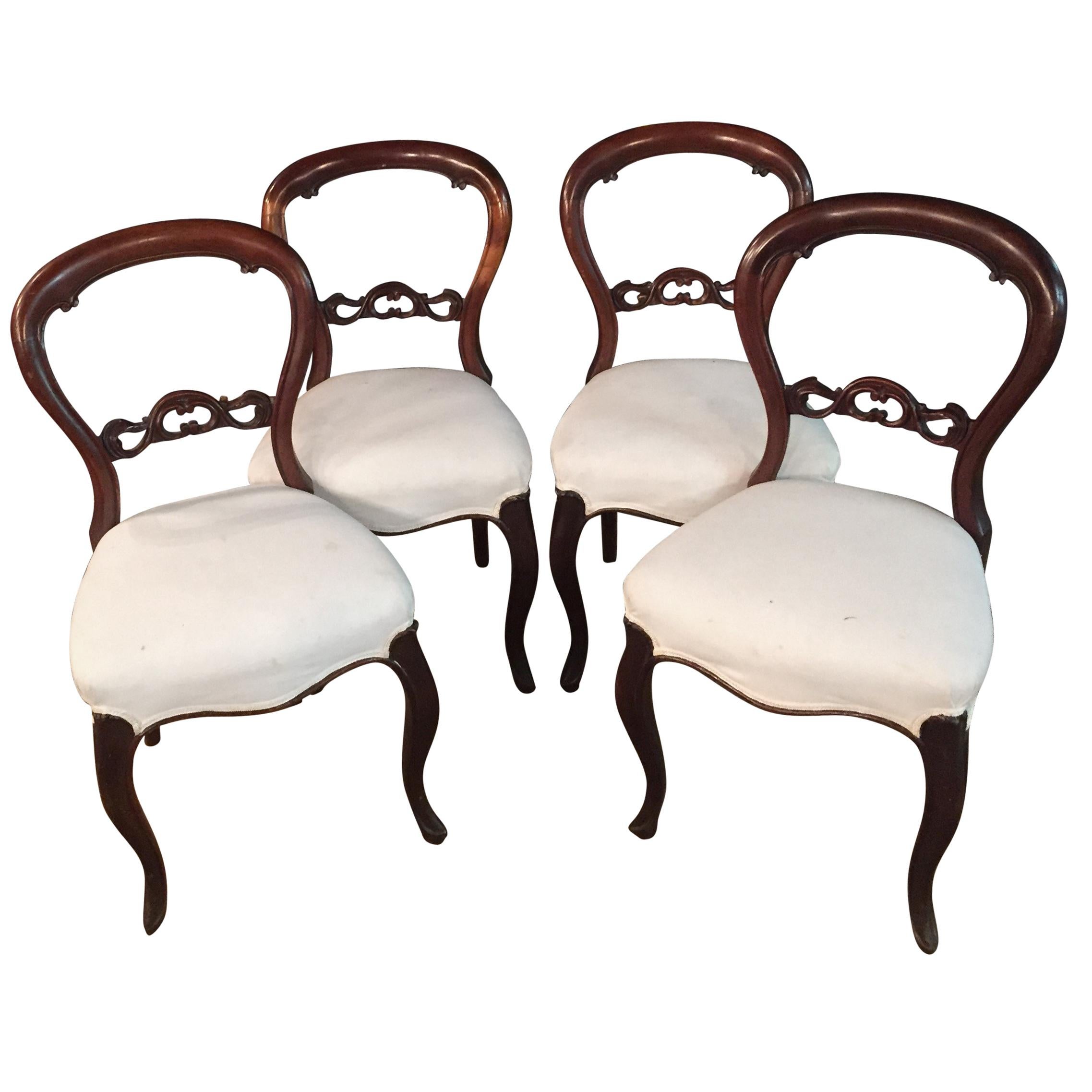 19th Century 4 Biedermeier Medallion Chairs, circa 1830