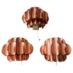Two Copper Wall Lights by Thorsten Orrling for Temde, Switzerland, 1960s