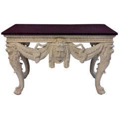 Large County House Console Table with a Solid Porphyry Top