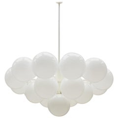 Large 1960s White Cloud Ceiling Lamp with 20 Opaline Glass Globes