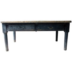Antique Victorian Stained Pine Scrub Top Farmhouse Dairy Table, circa 1850-1870
