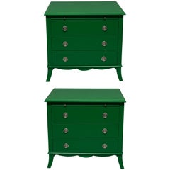 Pair of Green Lacquered Chests
