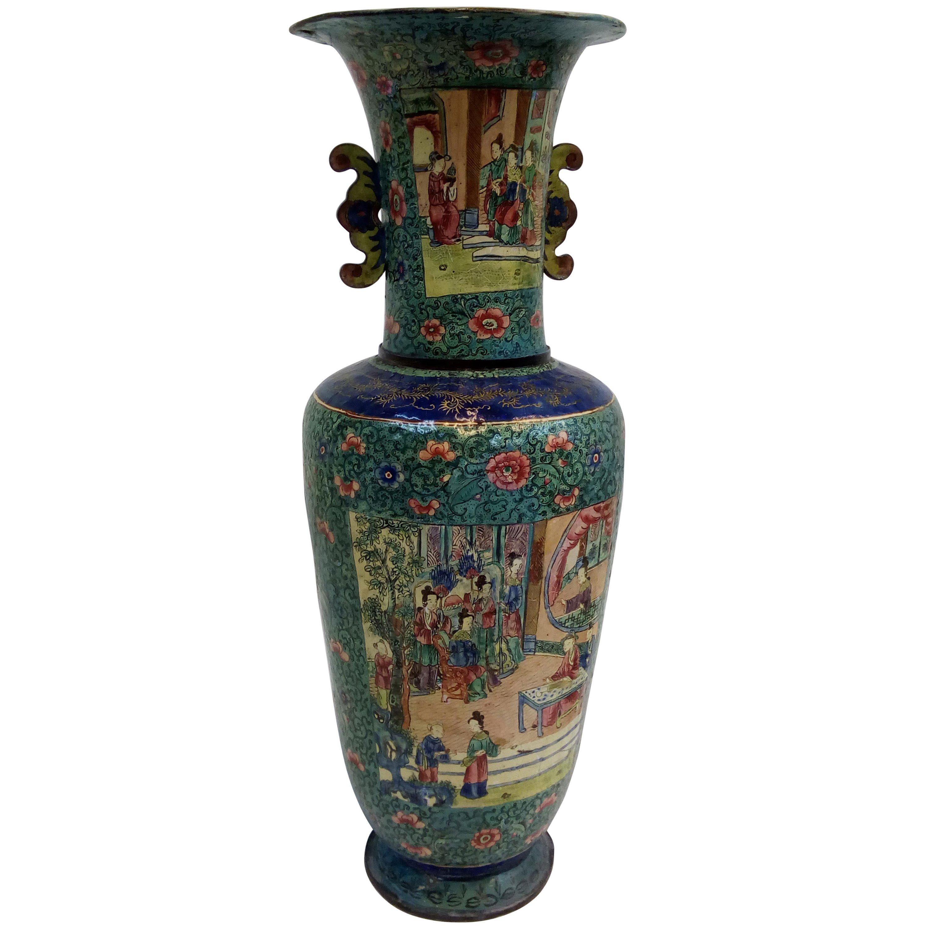 18th Century French Chinoiserie Vase  For Sale