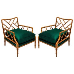 Pair of Faux Bamboo Cockpen Armchairs