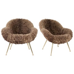 1950s Pair of Fritz Neth Sheep Fur Armchairs