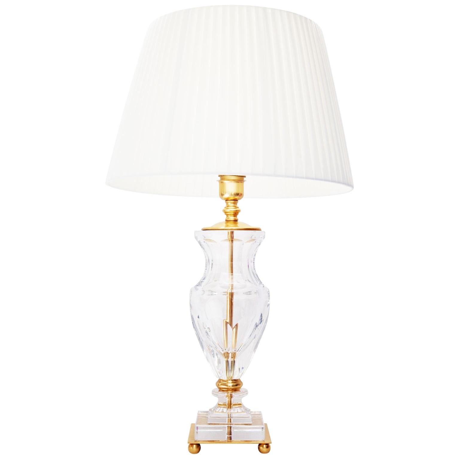 Ugo Poggi Firenze Handcrafted Crystal and Gold "Vinci" Italian Table Lamp  For Sale