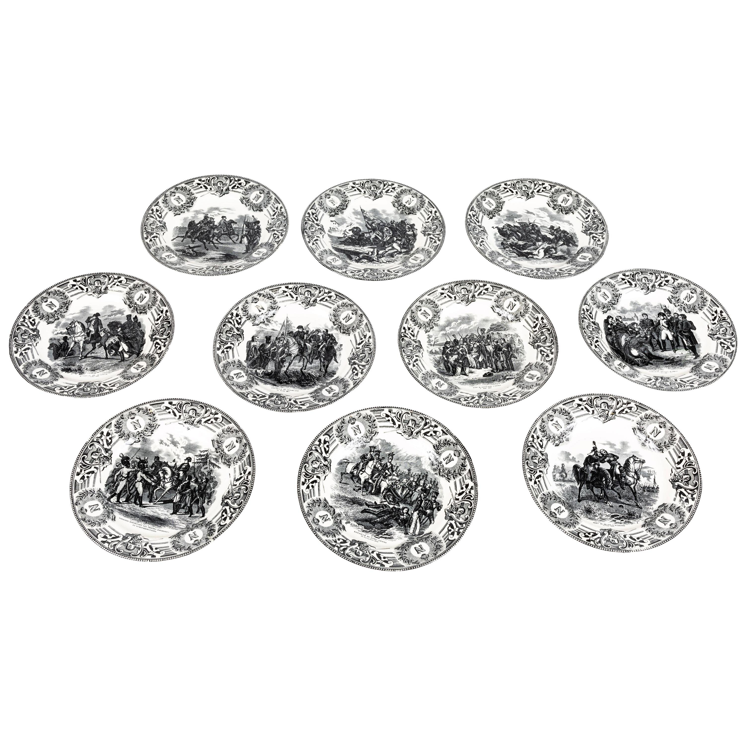 19th Century Boch Freres Napoleonic Plates, Set of 10