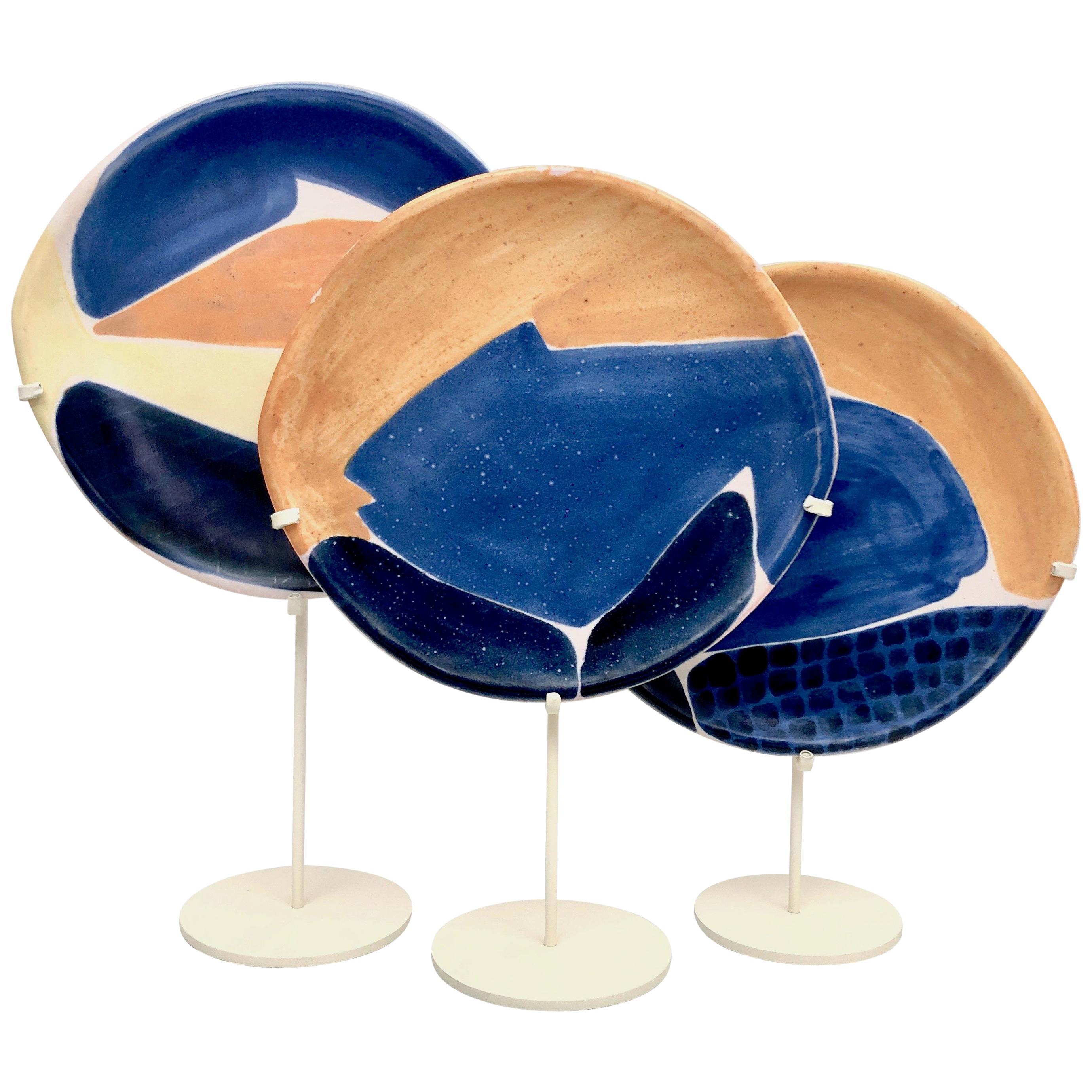 Mado Jolain, Decorative Ceramic Dish on Metal Base For Sale