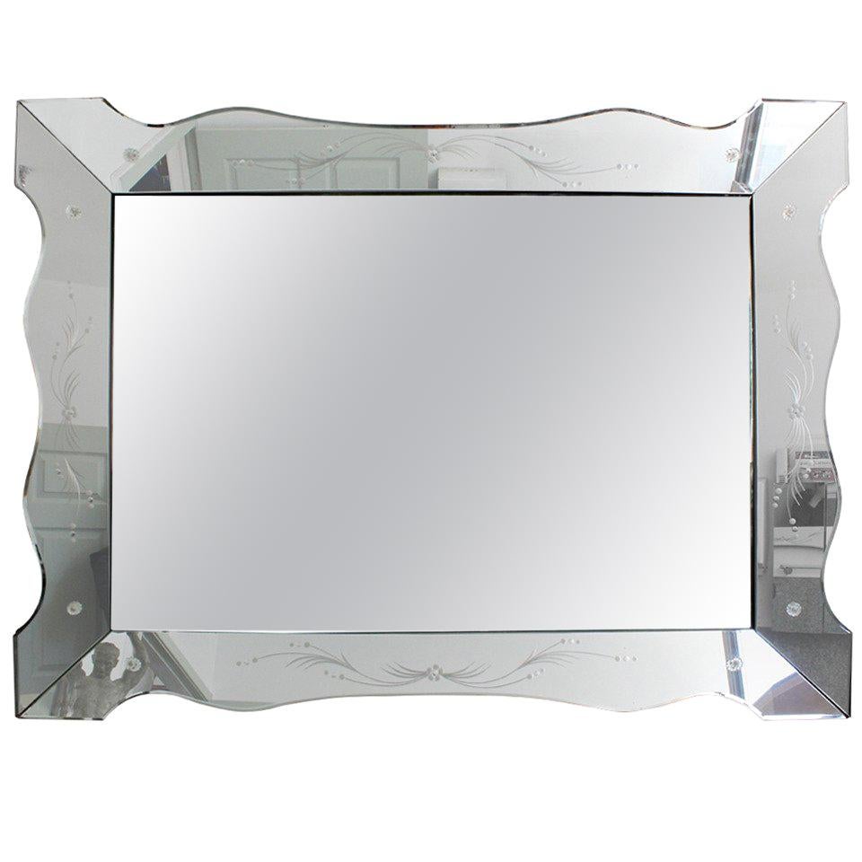Venetian Style Mirror with Glass Etching