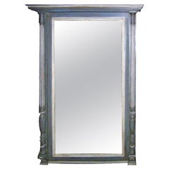 Used French 19th Century Carved Columned Mantel Mirror