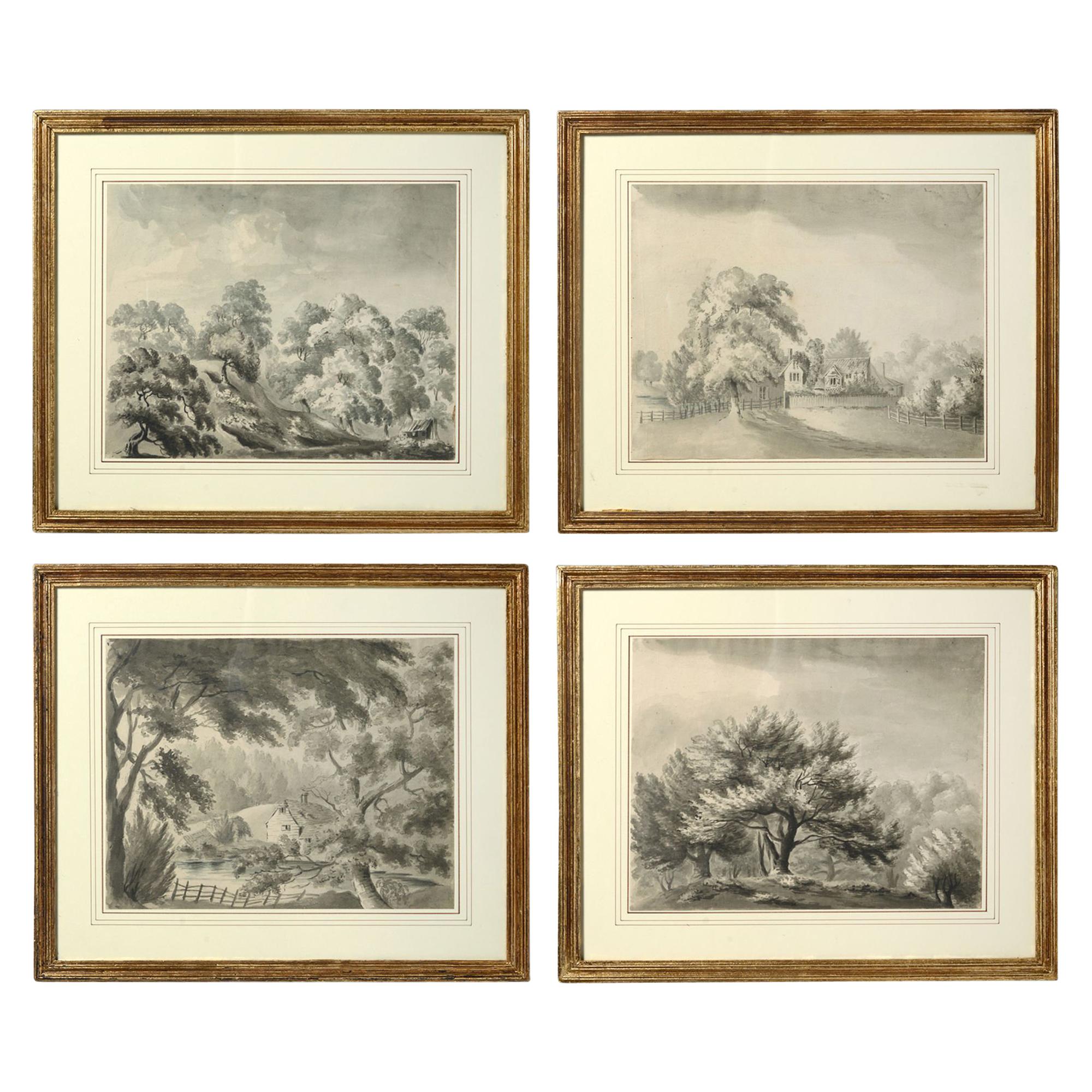 Four Early 19th Century Regency Period Sepia Landscapes