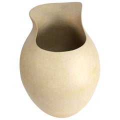 Large Contemporary Brutalist French Beige Ceramic Jar