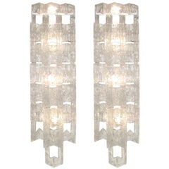 Pair of Mazzega Large Glass Sconces