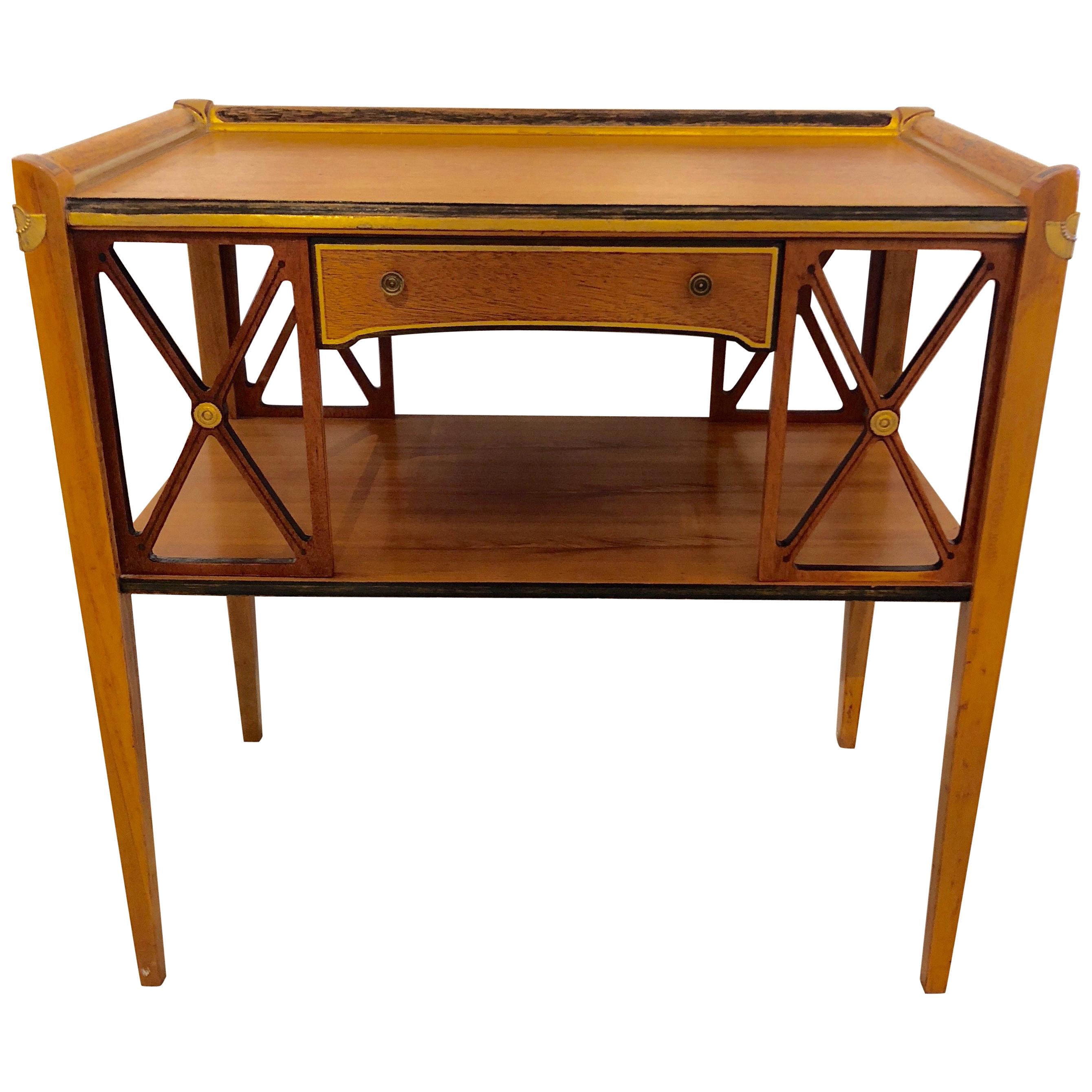 Charming Neoclassical Style Side Table with Drawer For Sale